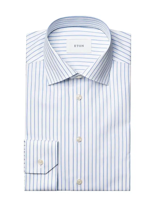 Eton Men's Striped Cotton Contemporary-Fit Shirt - Mid Blue