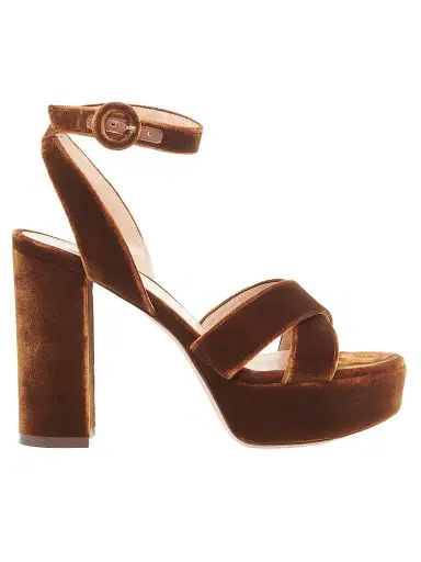 Gianvito Rossi Women's Sabrina 70MM Platform Velvet Sandals - Brown - Size 12 | Thumbnail 1 Gianvito Rossi Women's Sabrina 70MM Platform Velvet Sandals - Brown - Size 12 | Thumbnail 1