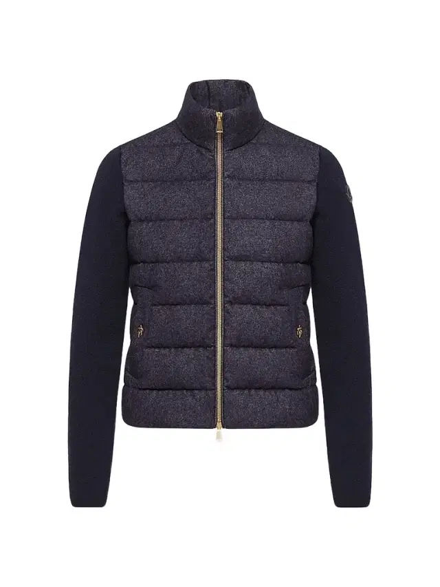 Moncler Women's Down-Filled Cardigan in Wool and Cashmere - Navy Blue