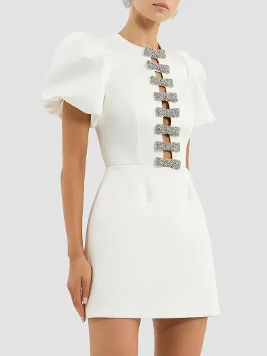 Rebecca Vallance Women's Blaise Embellished-Bow Puff-Sleeve Minidress - | Thumbnail 3 Rebecca Vallance Women's Blaise Embellished-Bow Puff-Sleeve Minidress - | Thumbnail 3
