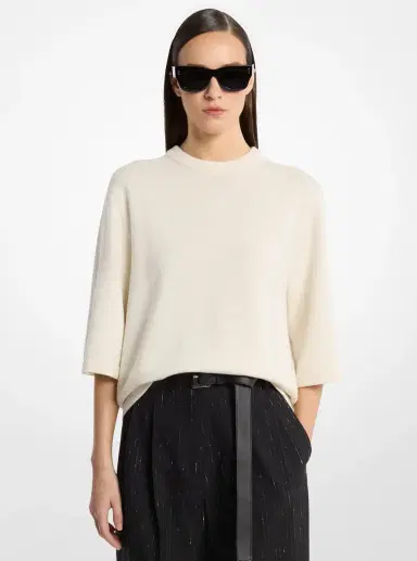 Michael Kors Collection Cashmere T-Shirt in Grey | Thumbnail 2 Michael Kors Collection Cashmere T-Shirt in Grey | Thumbnail 2