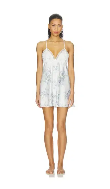 Flora Nikrooz Kylie Printed Matted Charmeuse Chemise 3d Lace | Thumbnail 1