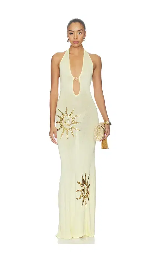 Runaway The Label Sabrina Halter Knit Maxi Dress