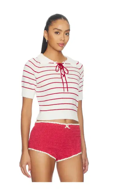 For Love & Lemons Betsy Striped Polo Tee | Thumbnail 2