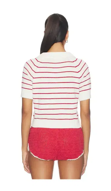 For Love & Lemons Betsy Striped Polo Tee | Thumbnail 3