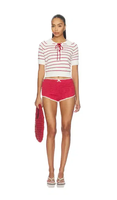 For Love & Lemons Betsy Striped Polo Tee | Thumbnail 4