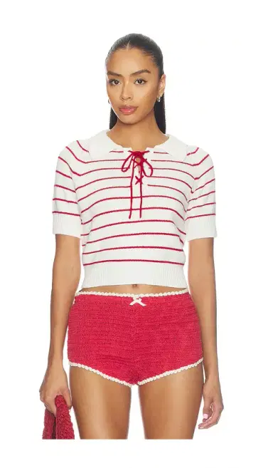 For Love & Lemons Betsy Striped Polo Tee | Thumbnail 1