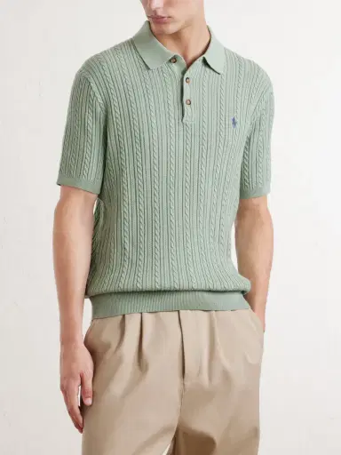 Polo Ralph Lauren Logo-Embroidered Cable-Knit Cotton Polo Shirt - Men | Thumbnail 3 Polo Ralph Lauren Logo-Embroidered Cable-Knit Cotton Polo Shirt - Men | Thumbnail 3