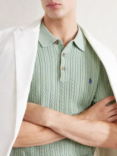 Polo Ralph Lauren Logo-Embroidered Cable-Knit Cotton Polo Shirt - Men | Thumbnail 5 Polo Ralph Lauren Logo-Embroidered Cable-Knit Cotton Polo Shirt - Men | Thumbnail 5