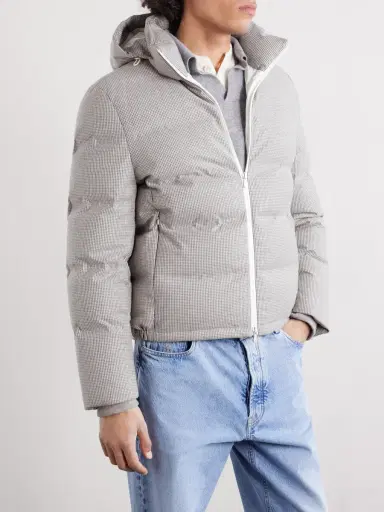 Brunello Cucinelli Quilted Herringbone Cashmere and Silk-Blend Hooded Down Jacket - Men | Thumbnail 3 Brunello Cucinelli Quilted Herringbone Cashmere and Silk-Blend Hooded Down Jacket - Men | Thumbnail 3