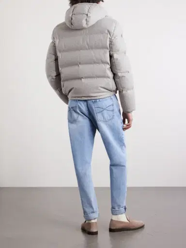 Brunello Cucinelli Quilted Herringbone Cashmere and Silk-Blend Hooded Down Jacket - Men | Thumbnail 4 Brunello Cucinelli Quilted Herringbone Cashmere and Silk-Blend Hooded Down Jacket - Men | Thumbnail 4