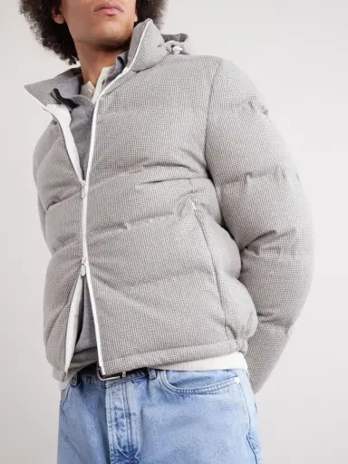 Brunello Cucinelli Quilted Herringbone Cashmere and Silk-Blend Hooded Down Jacket - Men | Thumbnail 5 Brunello Cucinelli Quilted Herringbone Cashmere and Silk-Blend Hooded Down Jacket - Men | Thumbnail 5