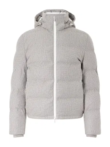 Brunello Cucinelli Quilted Herringbone Cashmere and Silk-Blend Hooded Down Jacket - Men | Thumbnail 1 Brunello Cucinelli Quilted Herringbone Cashmere and Silk-Blend Hooded Down Jacket - Men | Thumbnail 1