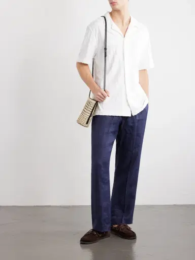 Frescobol Carioca Roberto Terry Cotton and Linen-Blend Jacquard Shirt - Men | Thumbnail 2 Frescobol Carioca Roberto Terry Cotton and Linen-Blend Jacquard Shirt - Men | Thumbnail 2