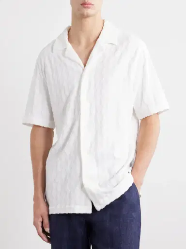 Frescobol Carioca Roberto Terry Cotton and Linen-Blend Jacquard Shirt - Men | Thumbnail 3 Frescobol Carioca Roberto Terry Cotton and Linen-Blend Jacquard Shirt - Men | Thumbnail 3