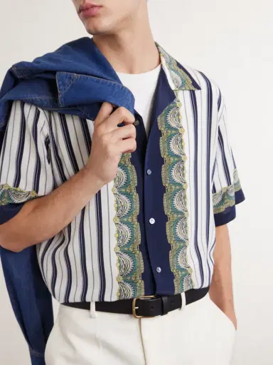 Versace Striped Silk-Crepe de Chine Shirt - Men | Thumbnail 5 Versace Striped Silk-Crepe de Chine Shirt - Men | Thumbnail 5