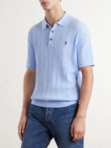 Polo Ralph Lauren Logo-Embroidered Cable-Knit Cotton Polo Shirt - Men | Thumbnail 3 Polo Ralph Lauren Logo-Embroidered Cable-Knit Cotton Polo Shirt - Men | Thumbnail 3