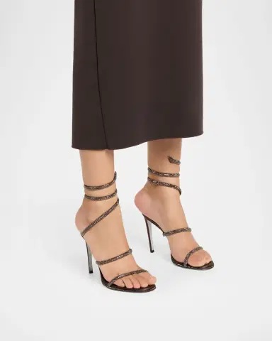 Rene Caovilla Snake Spiral-Wrap Strass Satin Sandals | Thumbnail 2