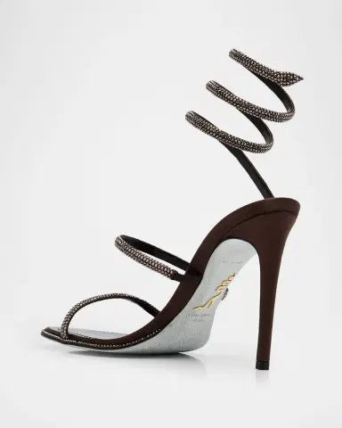 Rene Caovilla Snake Spiral-Wrap Strass Satin Sandals | Thumbnail 4