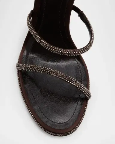 Rene Caovilla Snake Spiral-Wrap Strass Satin Sandals | Thumbnail 6
