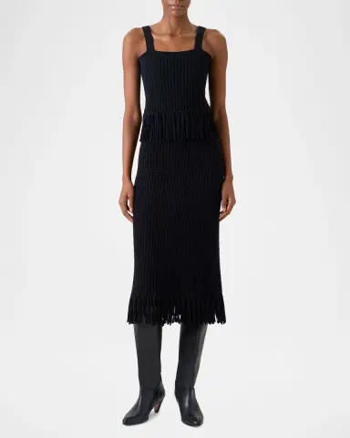 Akris punto Chunky Cotton Mesh Knit Fringe Crop Top | Thumbnail 2 Akris punto Chunky Cotton Mesh Knit Fringe Crop Top | Thumbnail 2