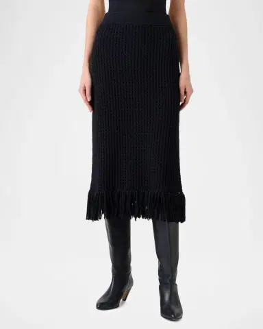 Akris punto Chunky Cotton Mesh Knit Fringed Midi Tube Skirt | Thumbnail 4 Akris punto Chunky Cotton Mesh Knit Fringed Midi Tube Skirt | Thumbnail 4