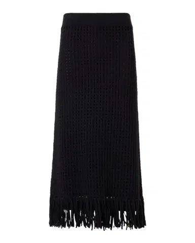Akris punto Chunky Cotton Mesh Knit Fringed Midi Tube Skirt | Thumbnail 1 Akris punto Chunky Cotton Mesh Knit Fringed Midi Tube Skirt | Thumbnail 1