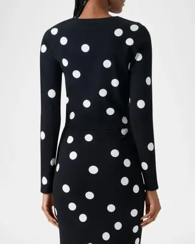 Akris punto Polka Dot Long-Sleeve Crop Sweater | Thumbnail 3 Akris punto Polka Dot Long-Sleeve Crop Sweater | Thumbnail 3