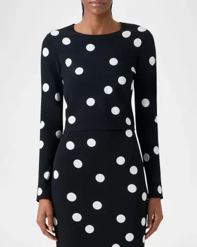 Akris punto Polka Dot Long-Sleeve Crop Sweater | Thumbnail 4 Akris punto Polka Dot Long-Sleeve Crop Sweater | Thumbnail 4