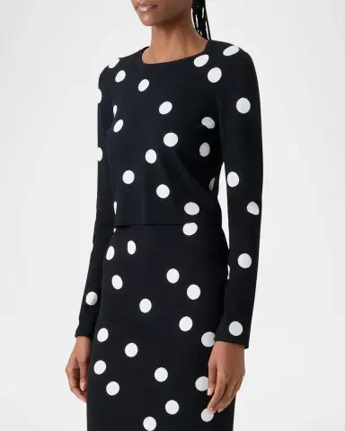 Akris punto Polka Dot Long-Sleeve Crop Sweater | Thumbnail 6 Akris punto Polka Dot Long-Sleeve Crop Sweater | Thumbnail 6