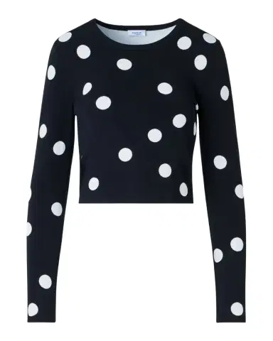 Akris punto Polka Dot Long-Sleeve Crop Sweater | Thumbnail 1 Akris punto Polka Dot Long-Sleeve Crop Sweater | Thumbnail 1