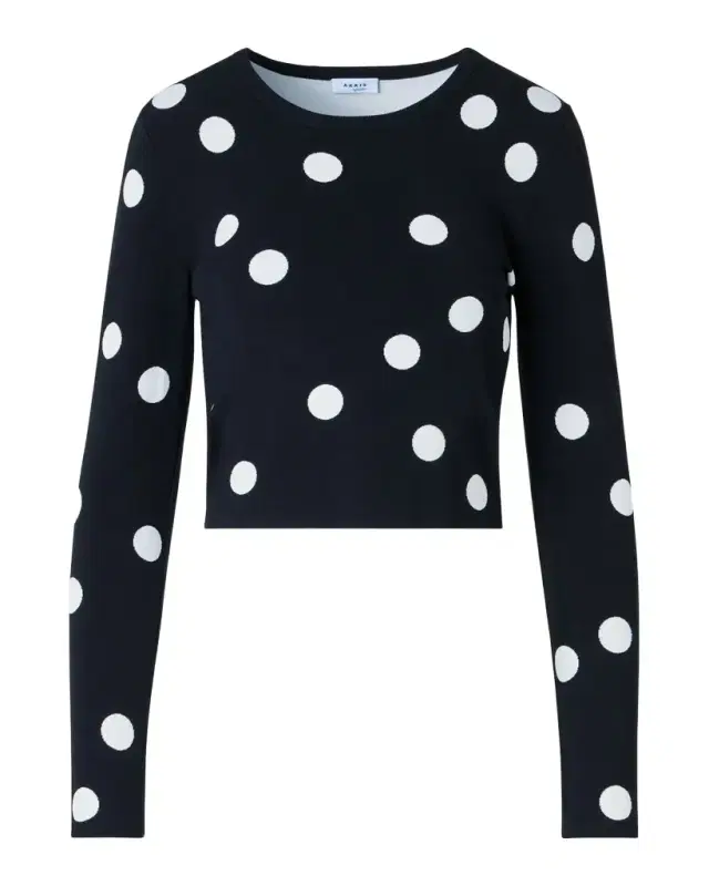 Akris punto Polka Dot Long-Sleeve Crop Sweater