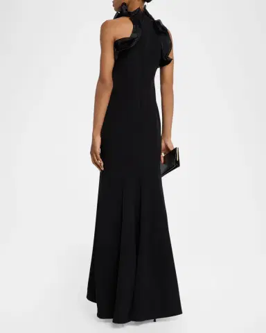 Rickie Freeman for Teri Jon Ruffle-Trim Stretch Crepe Gown | Thumbnail 3 Rickie Freeman for Teri Jon Ruffle-Trim Stretch Crepe Gown | Thumbnail 3