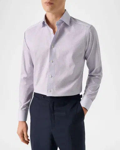 Eton Men 's Micro-Floral Signature Twill Dress Shirt | Thumbnail 4