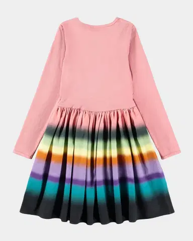 Molo Girl's Casie Striped Cotton Long-Sleeve Dress, Size 3-6 | Thumbnail 2