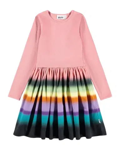 Molo Girl's Casie Striped Cotton Long-Sleeve Dress, Size 3-6 | Thumbnail 1