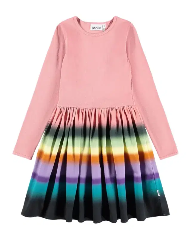 Molo Girl's Casie Striped Cotton Long-Sleeve Dress, Size 3-6
