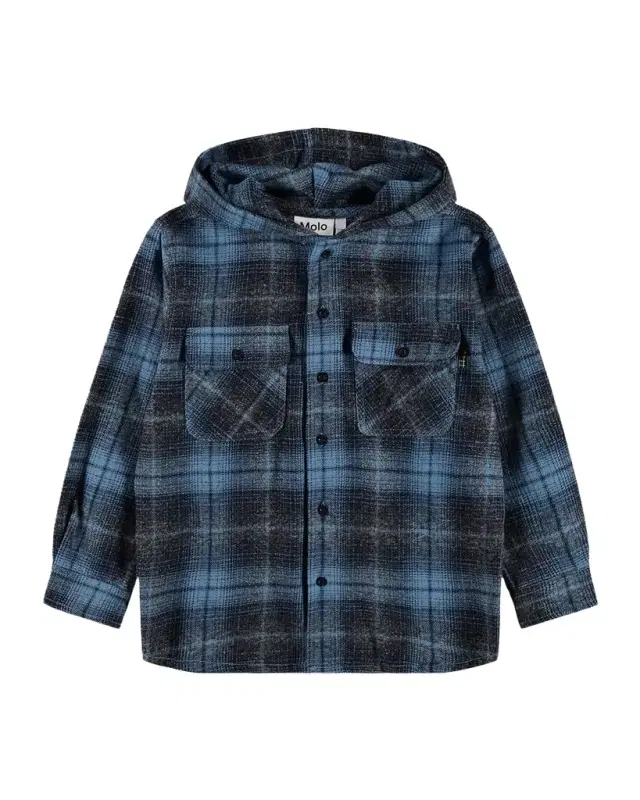 Molo Boy 's Rizz Hooded Cotton Flannel Shirt, Size 7-12