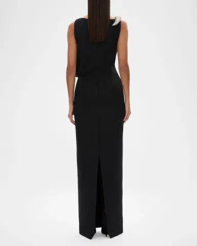 RACHEL GILBERT Claudelle Embellished Asymmetric Draped Column Gown | Thumbnail 3