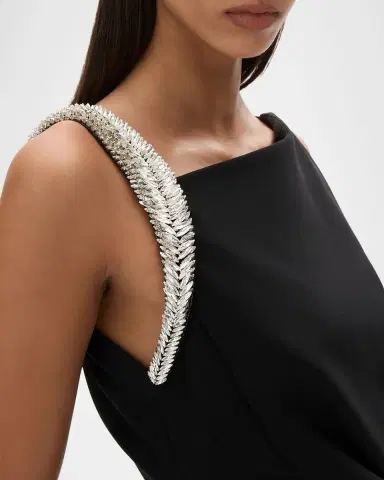RACHEL GILBERT Claudelle Embellished Asymmetric Draped Column Gown | Thumbnail 4