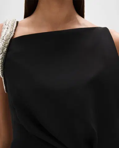 RACHEL GILBERT Claudelle Embellished Asymmetric Draped Column Gown | Thumbnail 5