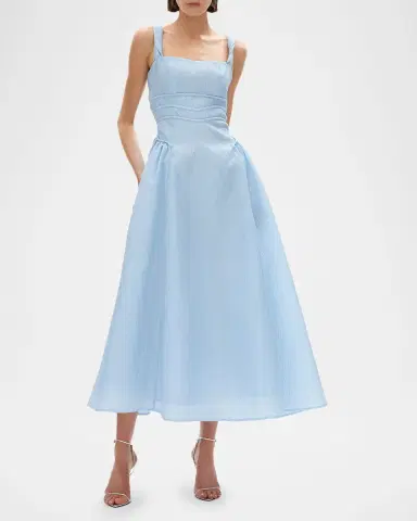 Rachel Gilbert Sophia Strap Textured Jacquard Tea-Length Dress | Thumbnail 2