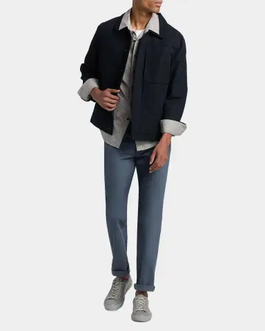 Vince Men 's Pleated Cotton-Linen Trucker Jacket | Thumbnail 2 Vince Men 's Pleated Cotton-Linen Trucker Jacket | Thumbnail 2