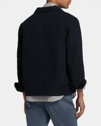 Vince Men 's Pleated Cotton-Linen Trucker Jacket | Thumbnail 3 Vince Men 's Pleated Cotton-Linen Trucker Jacket | Thumbnail 3