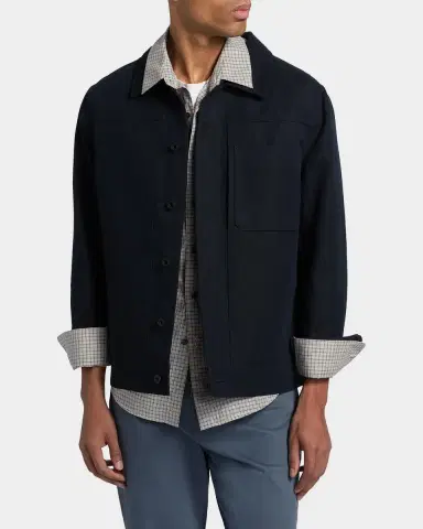 Vince Men 's Pleated Cotton-Linen Trucker Jacket | Thumbnail 4 Vince Men 's Pleated Cotton-Linen Trucker Jacket | Thumbnail 4