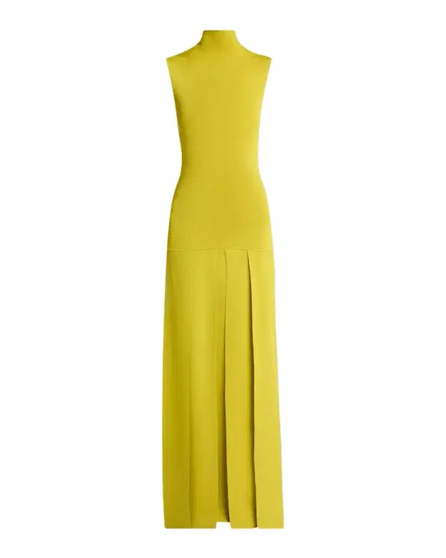 Alaïa Turtleneck Carwash Knit Maxi Dress