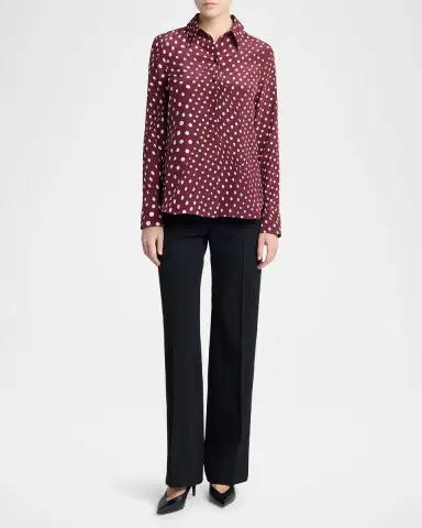 Stella McCartney Polkadot Silk Satin Button-Down Shirt | Thumbnail 2 Stella McCartney Polkadot Silk Satin Button-Down Shirt | Thumbnail 2