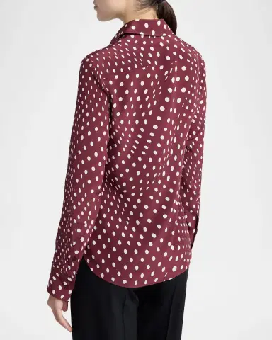 Stella McCartney Polkadot Silk Satin Button-Down Shirt | Thumbnail 3 Stella McCartney Polkadot Silk Satin Button-Down Shirt | Thumbnail 3