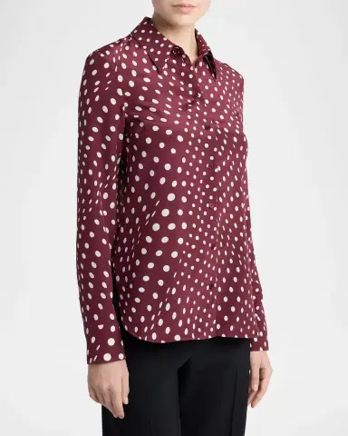 Stella McCartney Polkadot Silk Satin Button-Down Shirt | Thumbnail 4 Stella McCartney Polkadot Silk Satin Button-Down Shirt | Thumbnail 4