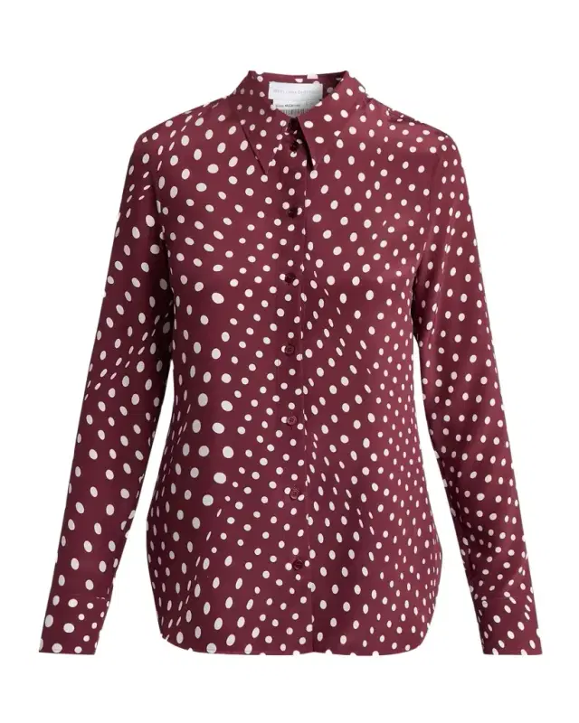 Stella McCartney Polkadot Silk Satin Button-Down Shirt